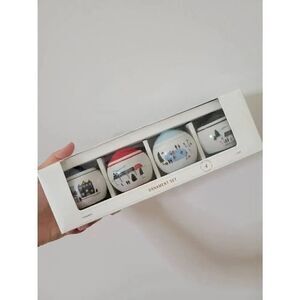 NWT Hearth and Hand Magnolia Ceramic Winter Scene Christmas Tree Ornament Set (4